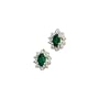 14K Yellow Gold 0.01 ct. Diamond and 6 x 4 MM Oval Shaped Emerald Earrings