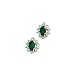14K Yellow Gold 0.01 ct. Diamond and 6 x 4 MM Oval Shaped Emerald Earrings
