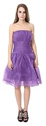 Strapless Knee Length Pleated Organza Bridesmaid Dress 