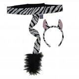 Plush Zebra Headband Ears & Tail Safari Dressup Costume