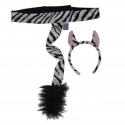 Plush Zebra Ears/Tail - Children party costume