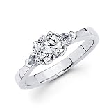 14k Gold 3 Three Stone Trillion Diamond Semi Mount Ring (G-H, SI1)- 1.5 Ct Center Stone Not Included