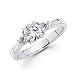 14k Gold 3 Three Stone Trillion Diamond Semi Mount Ring (G-H, SI1)- 1.5 Ct Center Stone Not Included