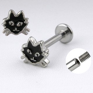 Cat Kitty Top Labret Screw On Labret Monroe Piercing lip chin tragus targus Ring 14g