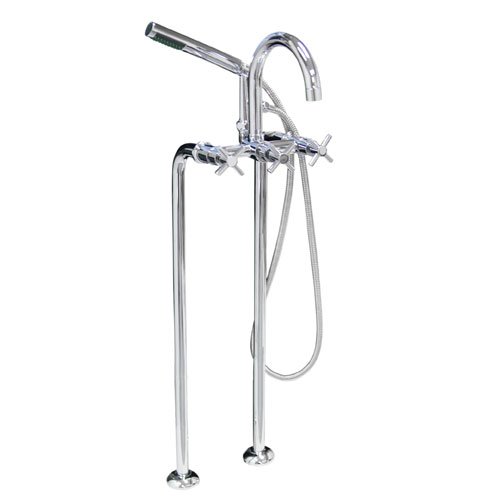37-1/2 Freestanding Tub Faucet & Supplies w/o Shutoff Valves - Cross Handles - Chrome