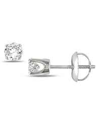 14k White Gold Diamond Solitaire Stud Earrings (0.03 Cttw, J-K Color, I2-I3 Clarity)
