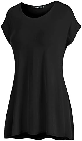 Thanth Womens Women's Long Kimono Sleeve Loose-fit Tunic Plus-size Black X-Large