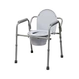 3-in-1 Aluminum Commode - Back Bar and Casters