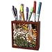Jos Fauxtographee Realistic - A Flower Garden with White, Orange and Yellow near a Wooden Fence - Tile Pen Holders-5 inch tile pen holder