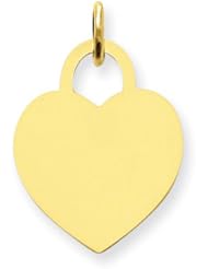 14k Yellow Gold Medium Engravable Heart Charm. Metal Wt- 0.68g