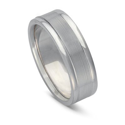 18K White Gold Comfort Fit Men's Wedding Band, 7mm