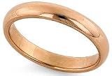 14K Rose Gold Domed Comfort-Fit Wedding Band with Polished Finish, 3mm Wide