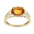 Ring with Oval Citrine and Round Diamonds-10K Yellow Gold and 2.5 Carat Citrine Gemstone