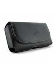 Wireless: Black Leather Sideways Horizontal Belt Clip Case Pouch Cover for LG Envoy UN150 - BuyersPath