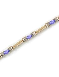 10K Yellow Gold Oval Tanzanite and Diamond Bracelet