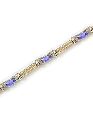 14K Yellow Gold Oval Tanzanite and Diamond Bracelet