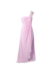 Floor Length Chiffon/Polyester Empire   Waistline Lace-Up Pleated Floral Print One Shoulder Bridesmaid Dress/Prom Dress 