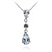 14k White Gold Aquamarine Drop Pendant, 17