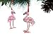Set of Two Beaded Pink Flamingo Tropical Christmas Tree Ornaments