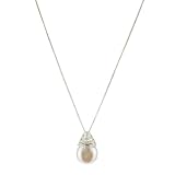 Mauve Freshwater Cultured Coin Pearl and Cubic Zirconia Pendant with Sterling Silver Clasp (14-15mm), 18
