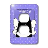S. Fernleaf Designs Memorials Cats - Angel Tuxedo Cat Cute Cartoon Pet Loss Memorial - Light Switch Covers - 2 plug outlet cover