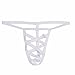 FEESHOW Men's Openwork Pouch Underwear T Back G String Thongs White One size