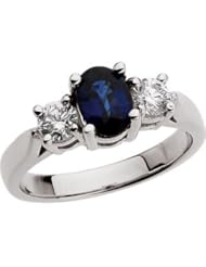 Ann Harrington Jewelry Platinum 7x5 Genuine Blue Sapphire And 3/8 Ct Tw Diamond Ring