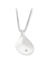 White Ice Sterling Silver Genuine Diamond Modern Teardrop Necklace