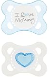 MAM Love and Affection, I Love Mommy, Silicone Pacifier, Boy, 0-6 Months, 2 Count
