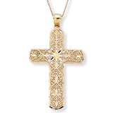 10k Gold Diamond-Cut Cross Pendant