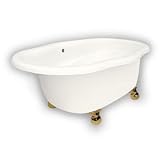American Bath Factory B4-72-BB-LH-DM3-M2-35-PB Caspian Whirlpool Clawfoot Bathtub in Bisque, Cannonb