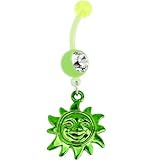 BIOPLAST Green FOILED SUN Dangle Belly Ring