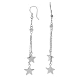Sterling Silver Polished Dangle Stars Earrings