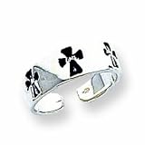 Sterling Silver Antiqued Cross Toe Ring