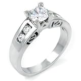 Sterling Silver Cubic Zirconia Engagement Ring - size 8