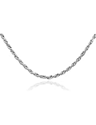 10k Solid White Gold Rope Chain Necklace with Secure Lobster Claw Clasp (0.29 mm)