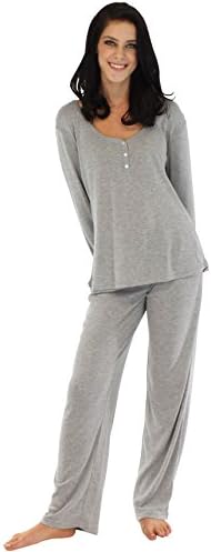 Pajama Drama Women's Sleepwear Knit Long Sleeve Pajama Pj Set (Heather, Medium)