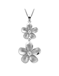 Two Plumeria Silver Necklace with Chain