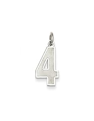 The Jersey Medium Jersey Style Number 4 Pendant in Sterling Silver