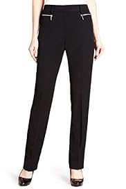 Flat Front Zip Pocket Slim Leg Trousers