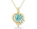 Heart Shape Aquamarine & Diamond Pendant in Yellow Gold