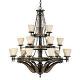 Quoizel IM5018HL Imperial 56-Inch Three Tier Chandelier With 18 Uplights with Mottled Cream Glass, Heirloom Finish