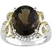 Sterling Silver and 14K Yellow Gold .07 ctw Diamond and Smoky Quartz Ring