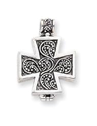 Sterling Silver Antiqued Cross Locket Pendant