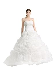 Sweetheart  Organza Sequined   Ball Gown Wedding Dress  With Rhinestones