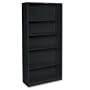 HON Metal Bookcase, 5 Shelves, 34-1/2w x 12-5/8w x 71h, Black