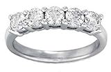 Women's 5 Stone Diamond Ring in Round Diamonds Shared Prong Setting ( 0.50 Total Carat Weight | GH-SI Quality | 14k White Gold ) Finger Size -