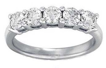 Women's 5 Stone Diamond Ring in Round Diamonds Shared Prong Setting ( 0.50 Total Carat Weight | GH-SI Quality | 14k White Gold ) Finger Size -