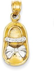Genuine IceCarats Designer Jewelry Gift 14K & Rhodium Polished Girl Shoe Pendant