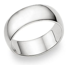 14k White Gold Ring Mens Solid Comfort Fit Wedding Band 8 MM